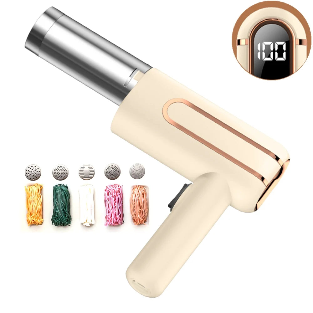 5 Molds Wireless Ramen Pasta Making Machines Electric Portable Noodle Maker Handheld USB Automatic 4000mAh For Home Kitchen 제면기