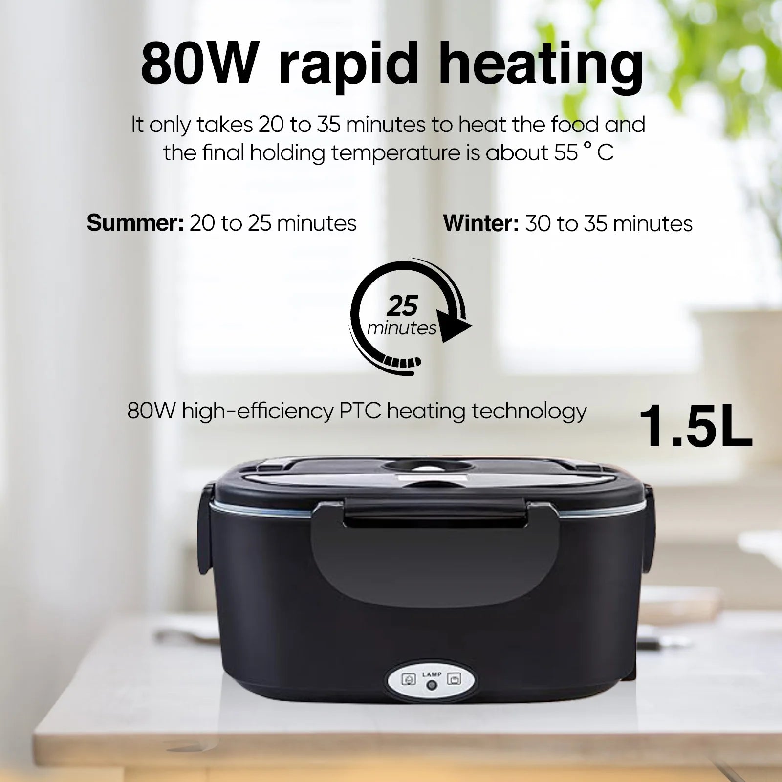 1.5 60W Electric Lunch Box Food Warmer Portable Food Heater for Car Or Home lead Lunch Heating Microwave for Truckers