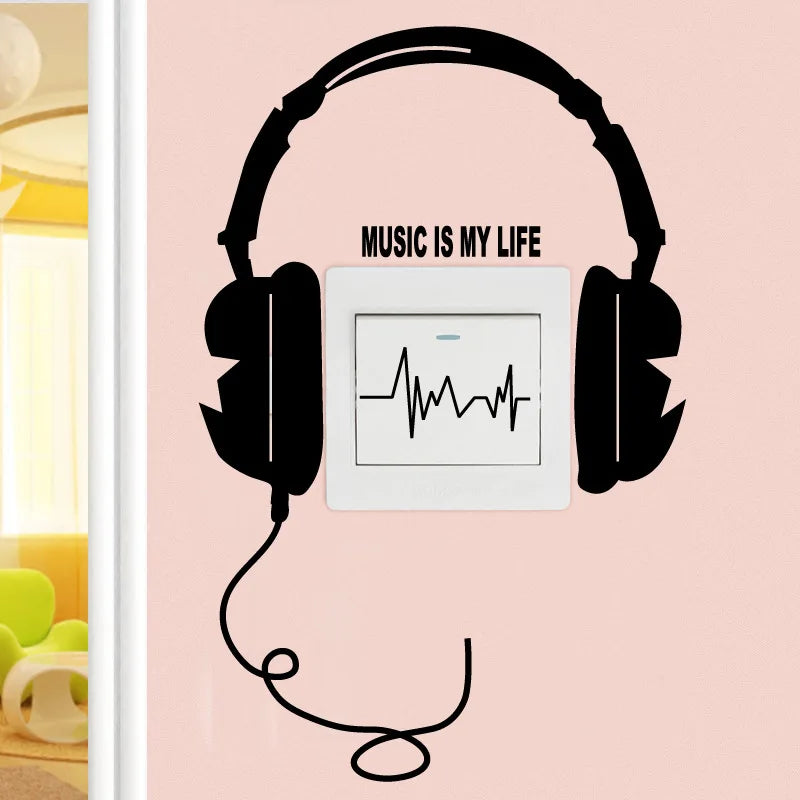 Music Headphones Wall Sticker