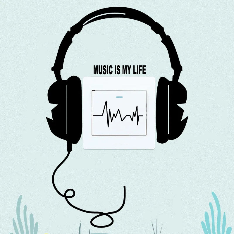 Music Headphones Wall Sticker