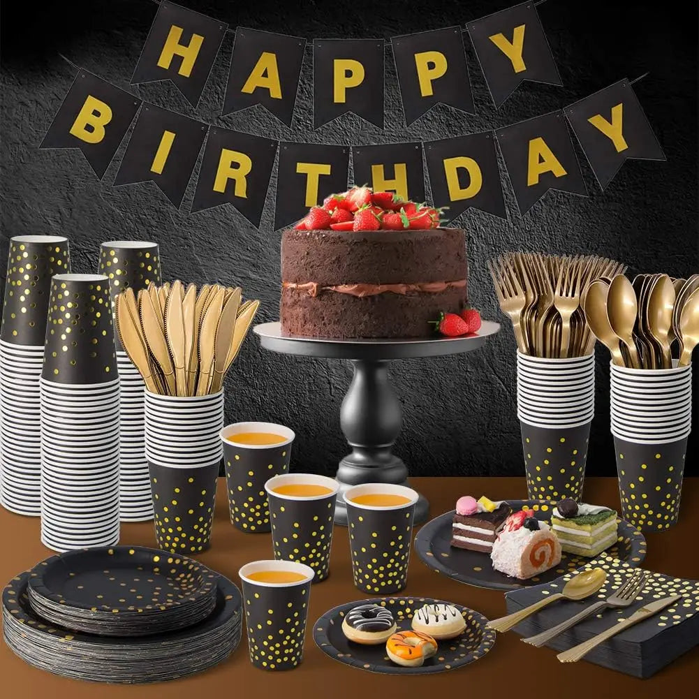 Black & Gold Party Set