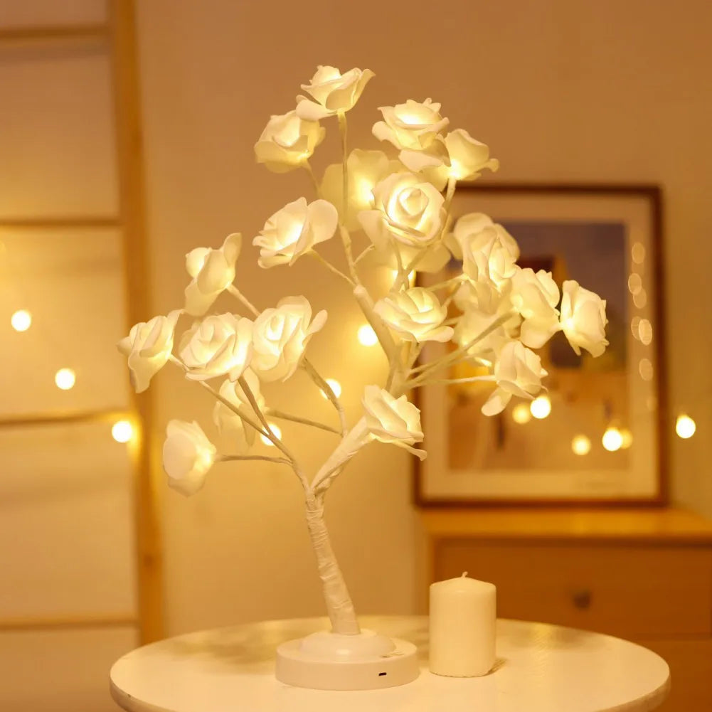 16 Colors Rose Bonsai Tree Lamp for Bedroom Birthday Gift for Girl Kids Mother Artificial Tree Lights Valentine's Day Room Decor