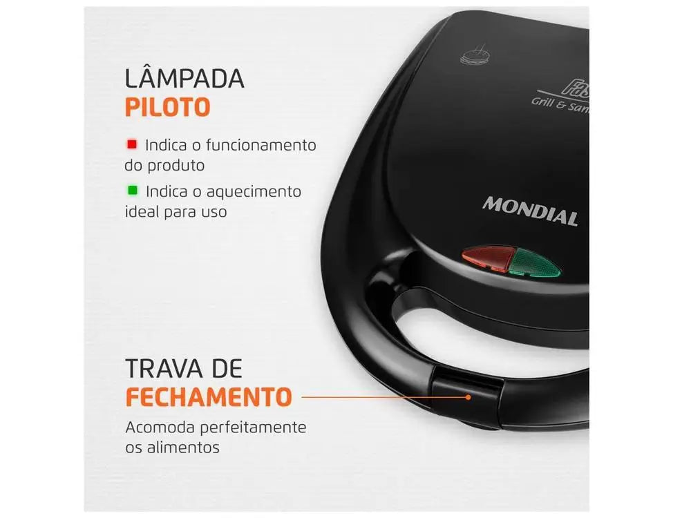Sandwiches Mondial Fast Grill S-12 Black 750W - 110V
