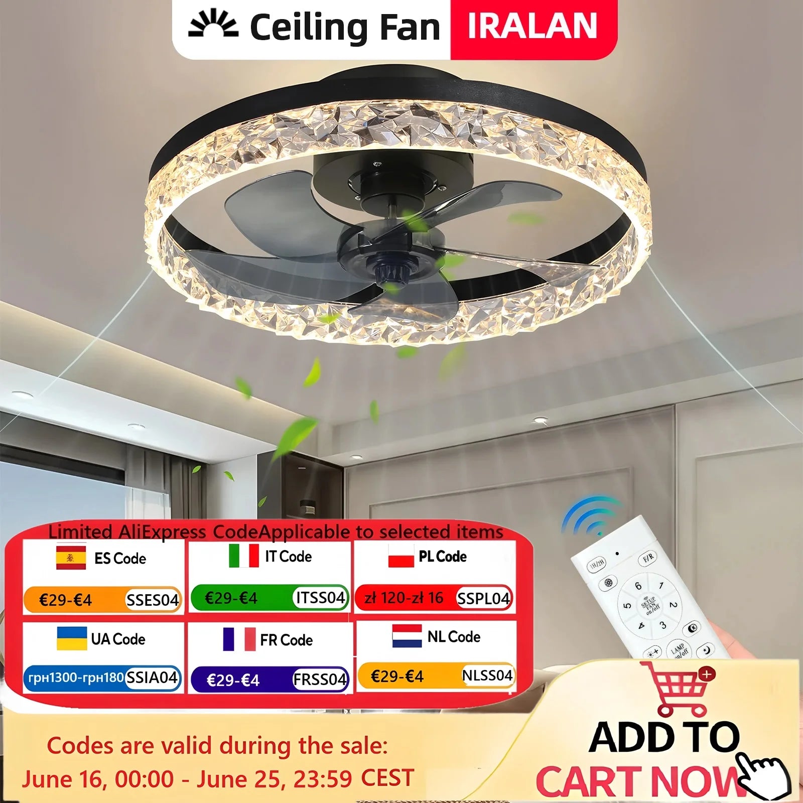 Dimmable LED Ceiling Fan Light