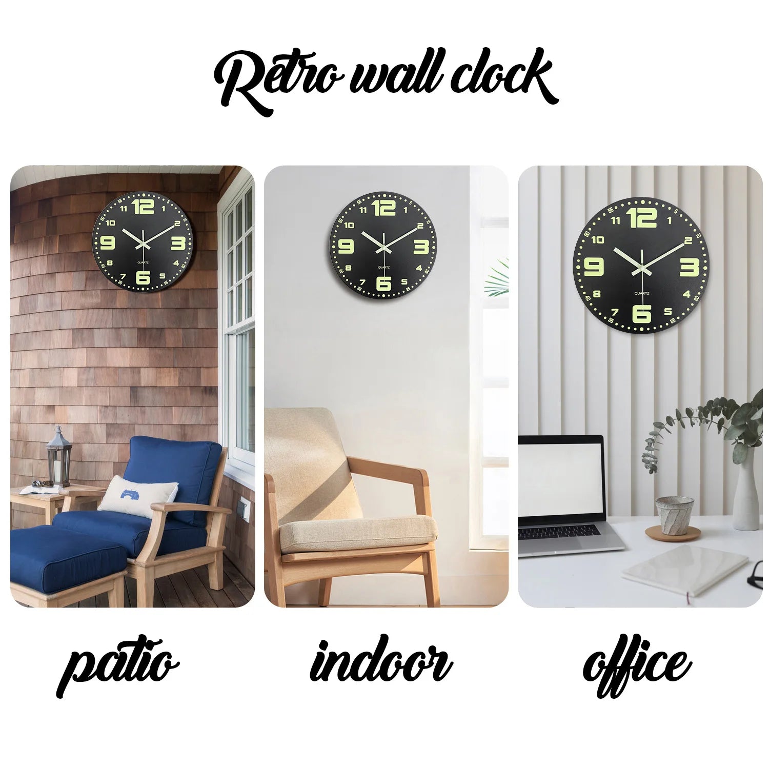 Nordic Glow-in-Dark Wooden Clock