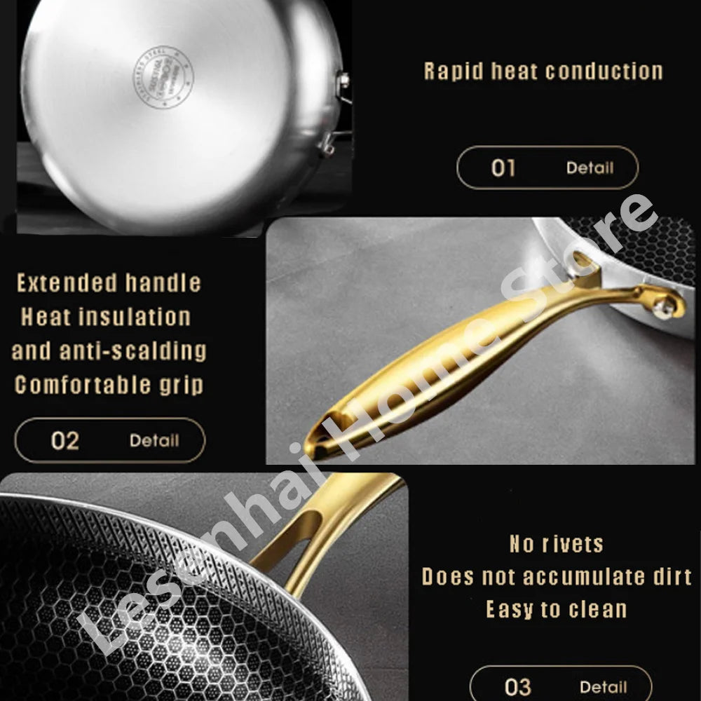 Stainless Steel Honeycomb Wok