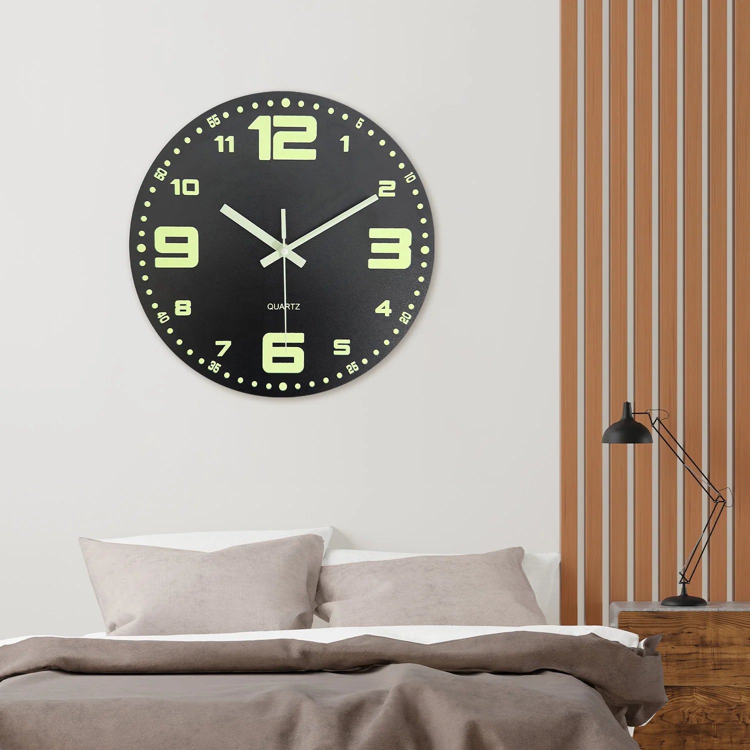 Nordic Glow-in-Dark Wooden Clock