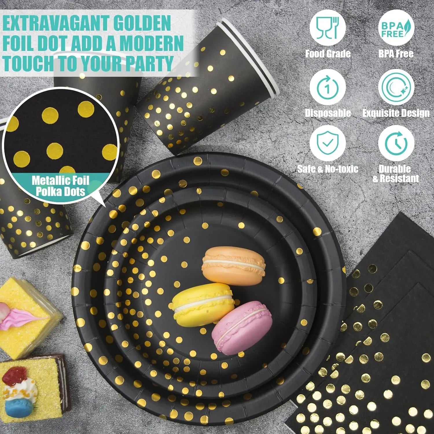 Black & Gold Party Set