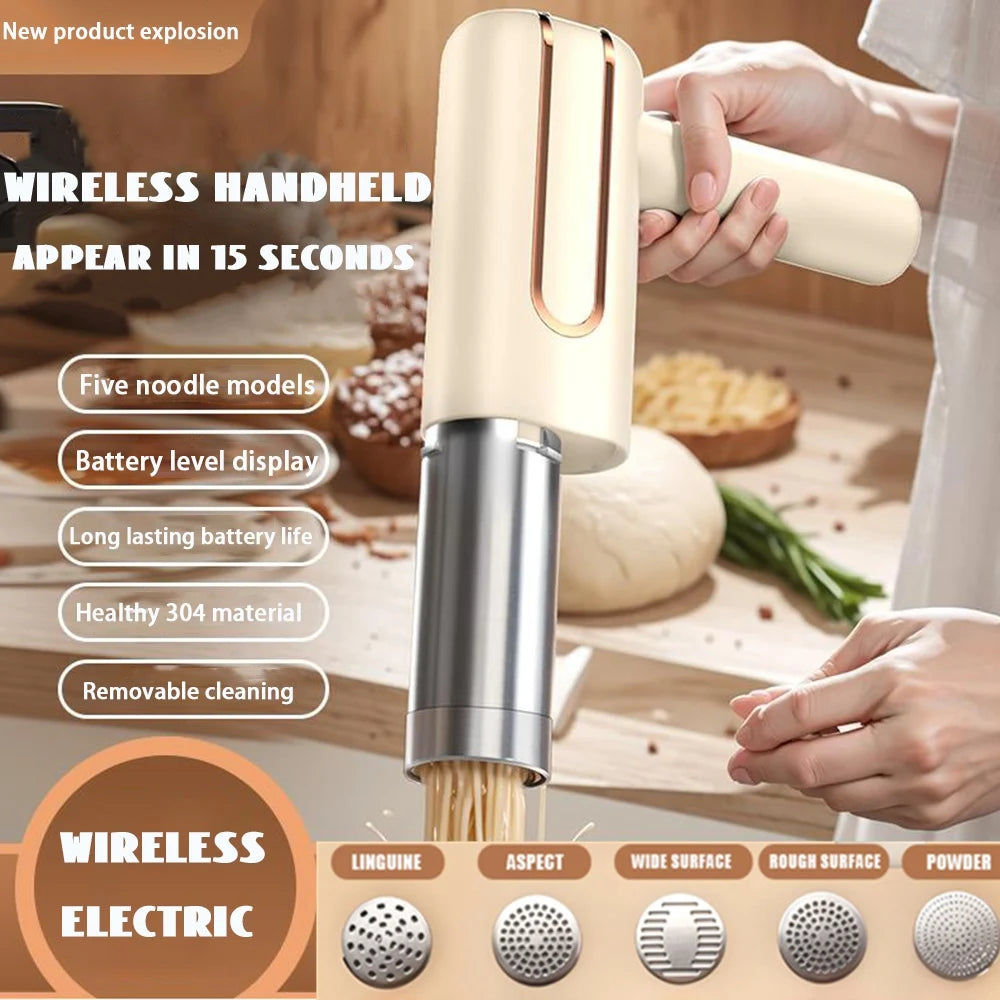 5 Molds Wireless Ramen Pasta Making Machines Electric Portable Noodle Maker Handheld USB Automatic 4000mAh For Home Kitchen 제면기