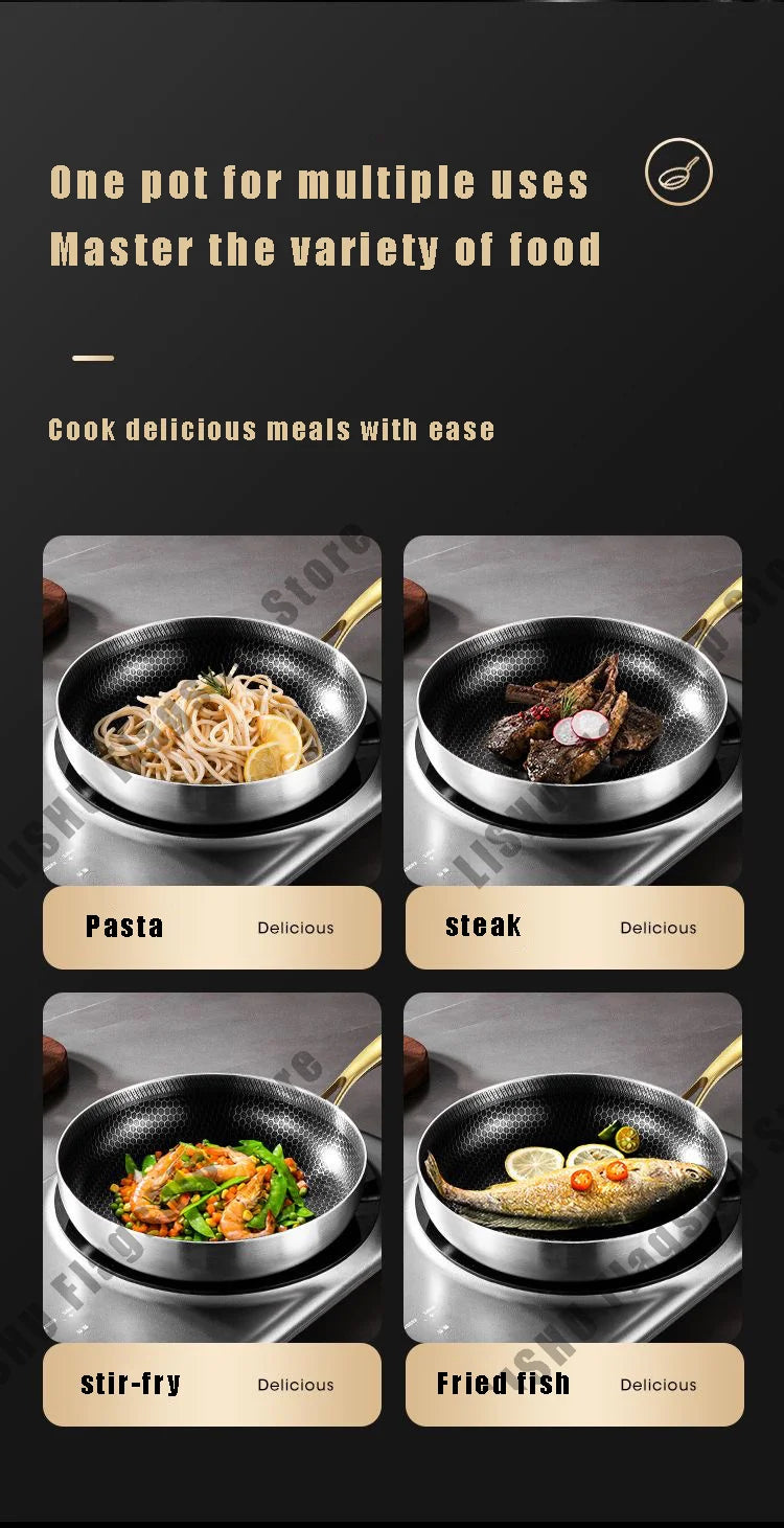 Stainless Steel Honeycomb Wok