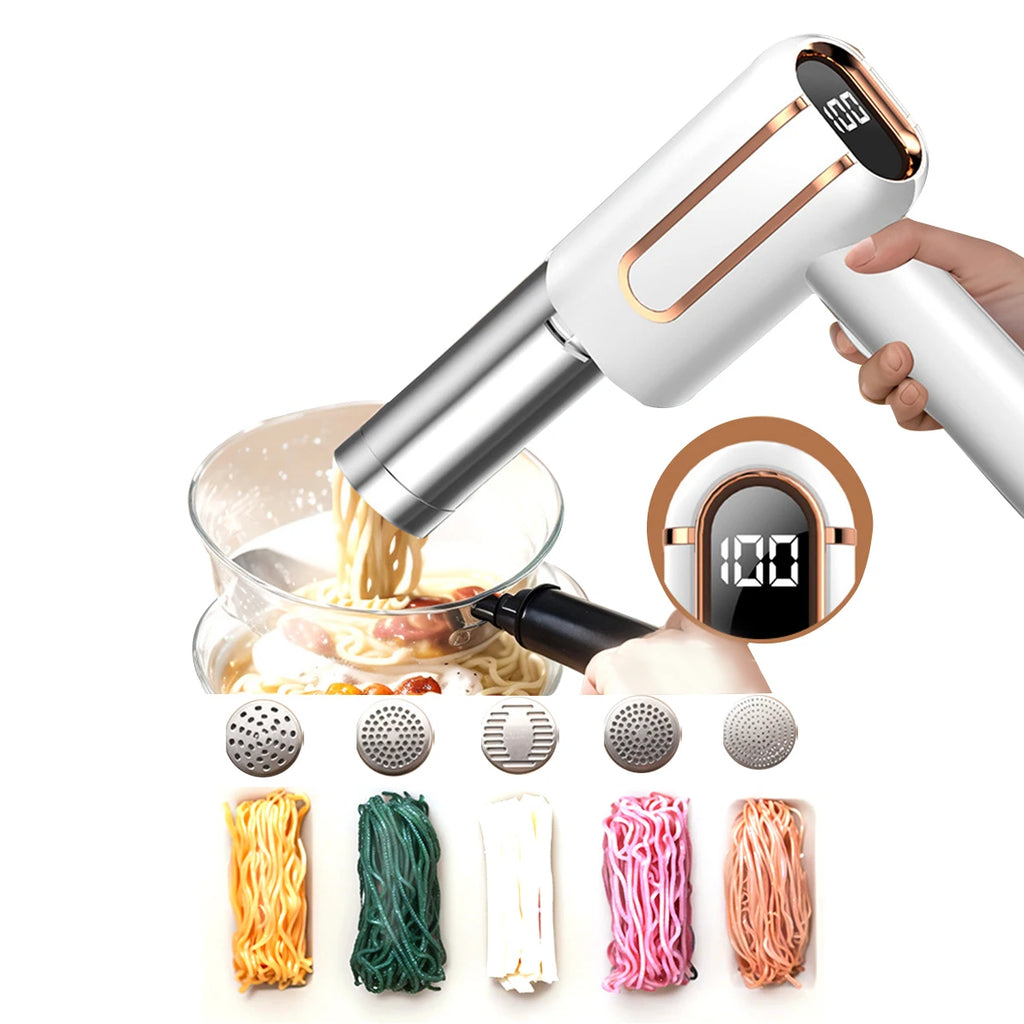 5 Molds Wireless Ramen Pasta Making Machines Electric Portable Noodle Maker Handheld USB Automatic 4000mAh For Home Kitchen 제면기