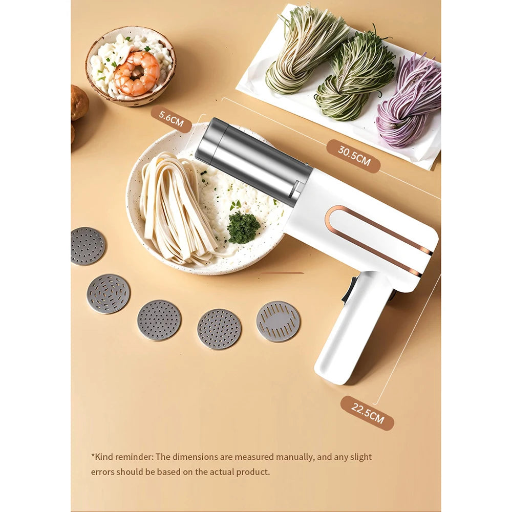 5 Molds Wireless Ramen Pasta Making Machines Electric Portable Noodle Maker Handheld USB Automatic 4000mAh For Home Kitchen 제면기