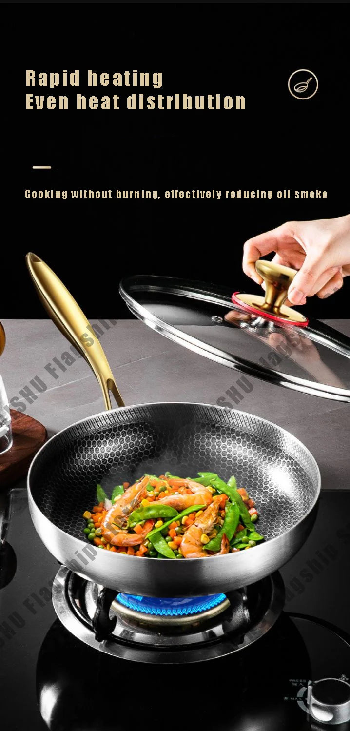 Stainless Steel Honeycomb Wok
