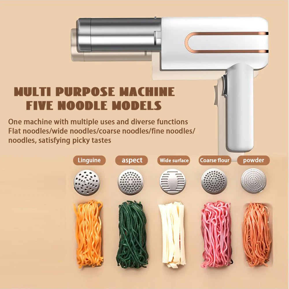 5 Molds Wireless Ramen Pasta Making Machines Electric Portable Noodle Maker Handheld USB Automatic 4000mAh For Home Kitchen 제면기