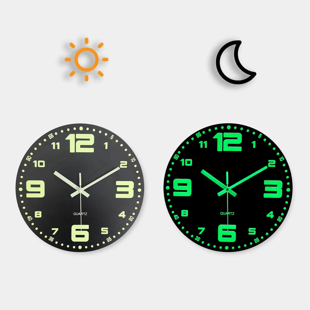 Nordic Glow-in-Dark Wooden Clock
