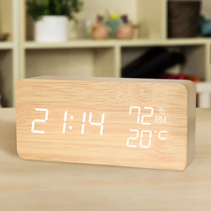 Wooden LED Desk Clock