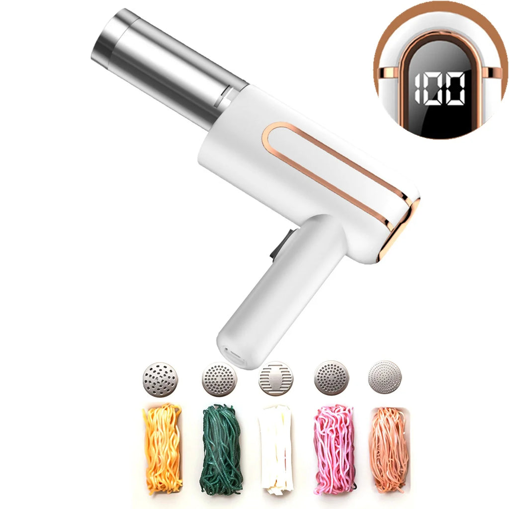 5 Molds Wireless Ramen Pasta Making Machines Electric Portable Noodle Maker Handheld USB Automatic 4000mAh For Home Kitchen 제면기