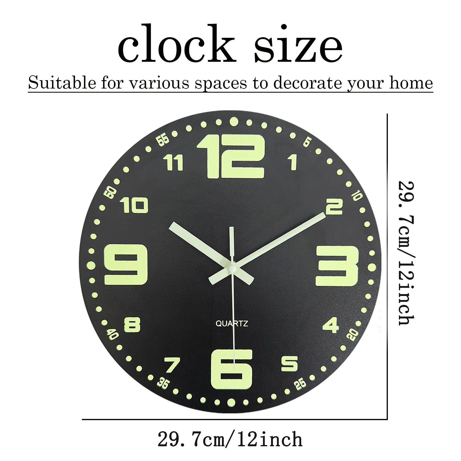 Nordic Glow-in-Dark Wooden Clock